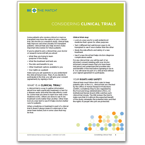 Considering Clinical Trials fact sheet